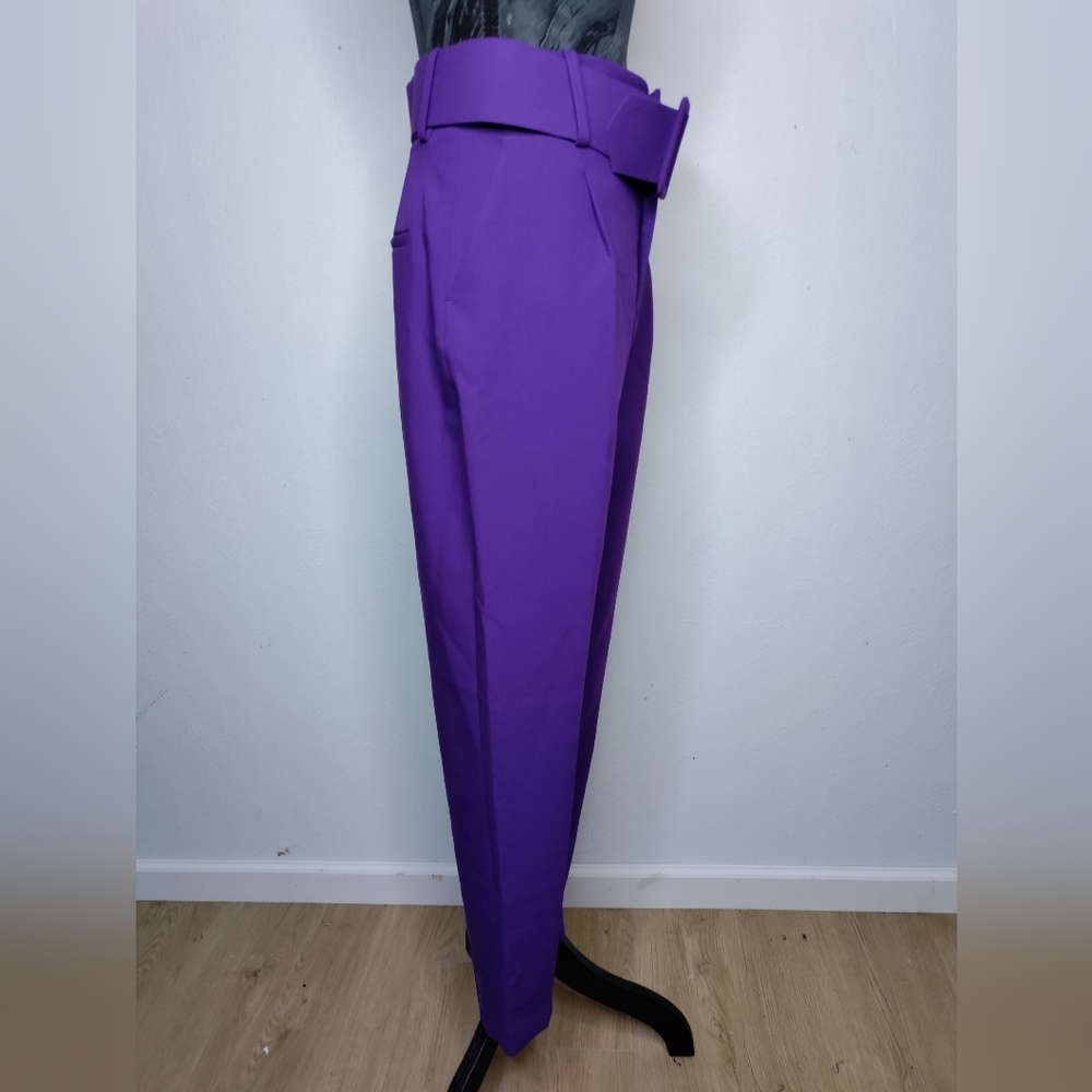 Zara Women's Vibrant Purple Straight Leg Pants - Picture 3 of 10